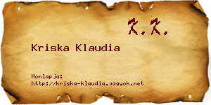 Kriska Klaudia névjegykártya